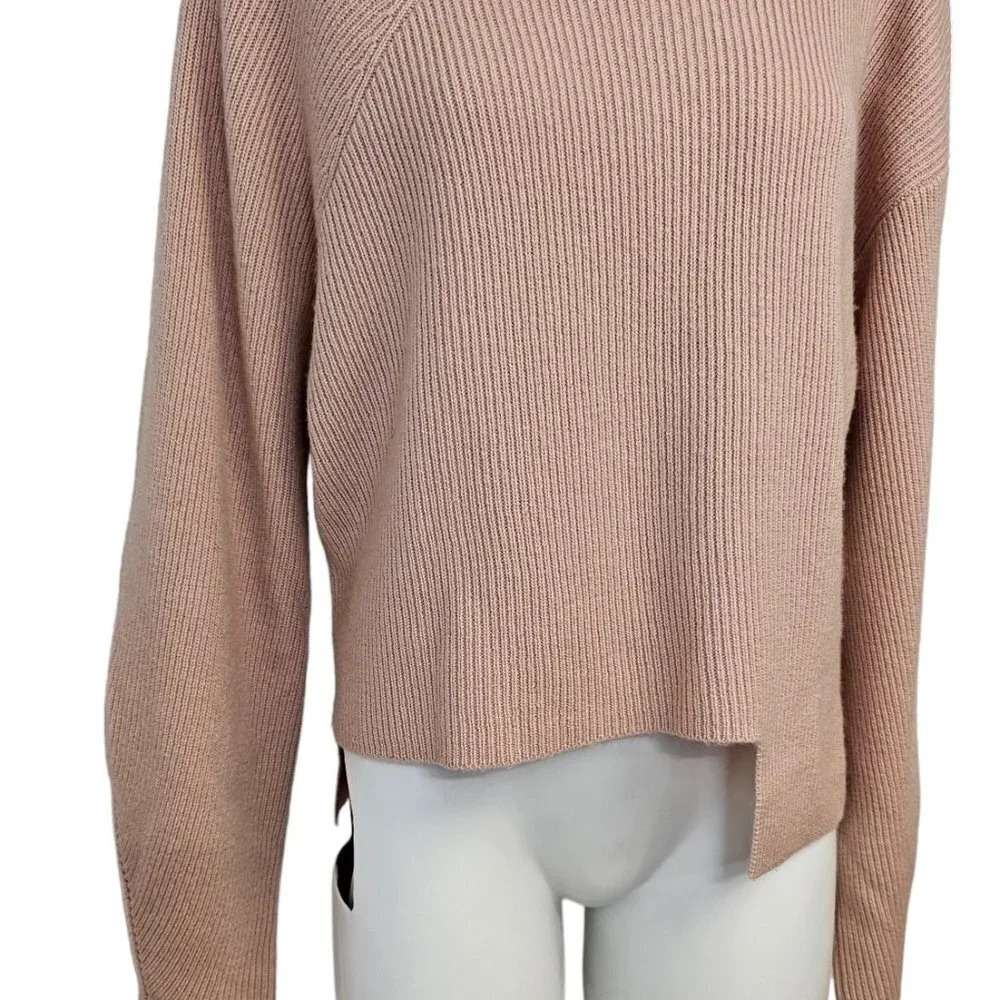 PINKO Asymmetrical Wool Cashmere Ribbed Sweater Pink Size Small - Picture 4 of 9